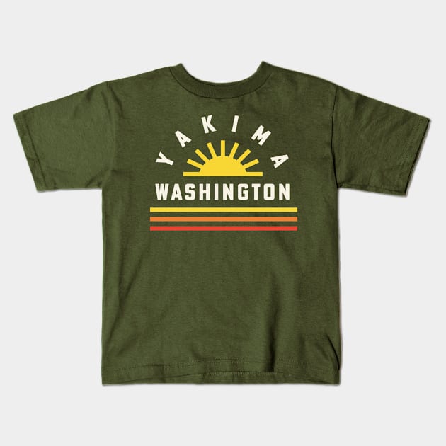 Yakima Washington Retro Vintage Stripes Sunset Kids T-Shirt by PodDesignShop